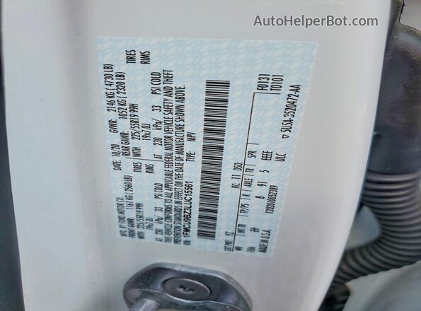 1FMCU9BZ3LUC15561 2020 FORD ESCAPE White 360 interior view