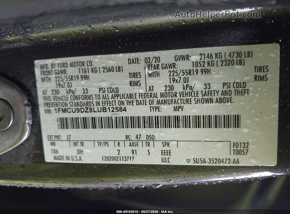 1FMCU9DZ8LUB12584 2020 FORD ESCAPE Серый Вид подкапотного пространства
