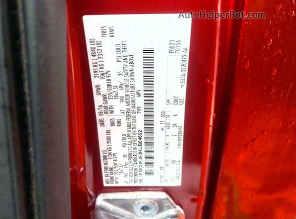 1FMCU9J93HUB84692 2017 FORD ESCAPE Red 