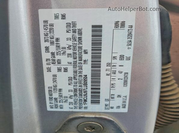 1FMCU9J97LUB09504 2020 FORD ESCAPE Silver 