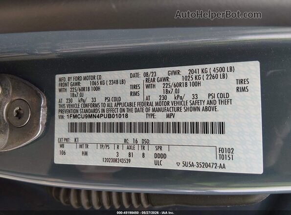 1FMCU9MN4PUB01018 2023 FORD ESCAPE Синий Вид подкапотного пространства