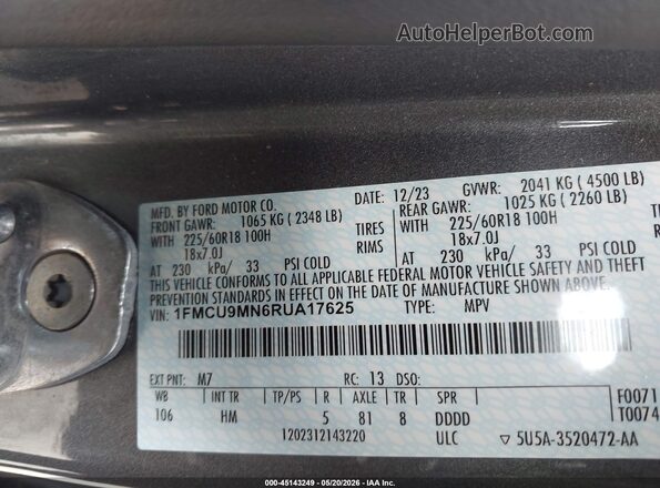 1FMCU9MN6RUA17625 2024 FORD ESCAPE Gray ძრავის განყოფილების ხედი