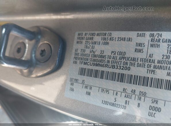 1FMCU9MN6RUB33200 2024 FORD ESCAPE Gray Widok komory silnika