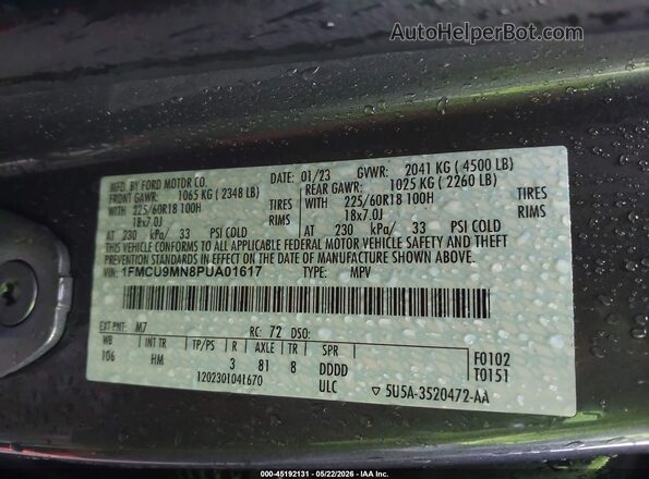 1FMCU9MN8PUA01617 2023 FORD ESCAPE Gray ძრავის განყოფილების ხედი