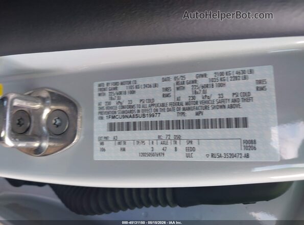 1FMCU9NA8SUB19977 2025 FORD ESCAPE White Widok komory silnika