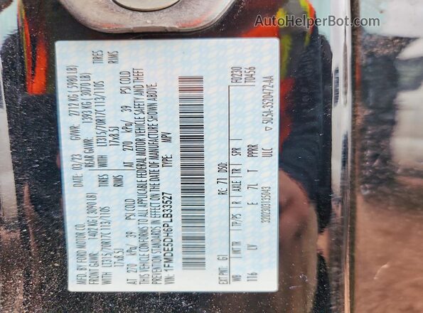1FMDE5DH6PLB33527 2023 FORD BRONCO Black VIN sticker view