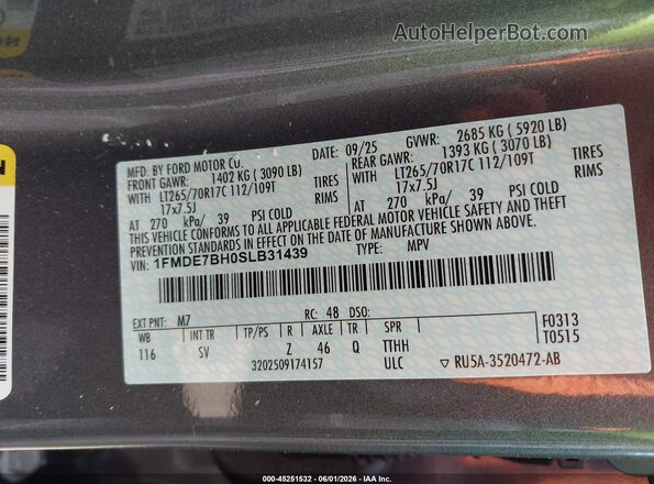 1FMDE7BH0SLB31439 2025 FORD BRONCO Gray Engine compartment view