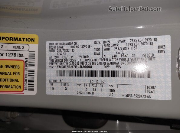 1FMDE7BH7RLB26698 2024 FORD BRONCO Gray ძრავის განყოფილების ხედი