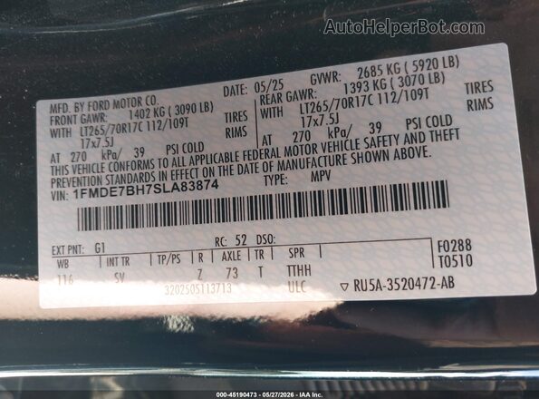 1FMDE7BH7SLA83874 2025 FORD BRONCO Black Widok komory silnika