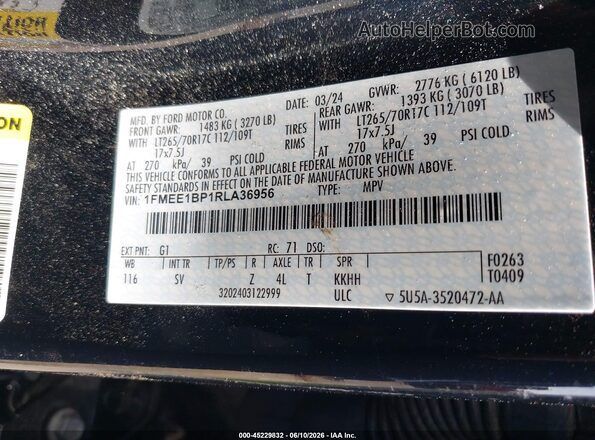 1FMEE1BP1RLA36956 2024 FORD BRONCO Black Շարժիչի բաժամունքի տեսք