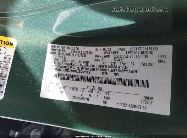 1FMEE5DH9PLB22512 2023 FORD BRONCO Green Engine compartment view
