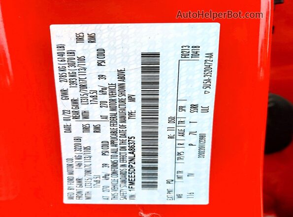 1FMEE5DP2NLA86375 2022 FORD BRONCO Красный 