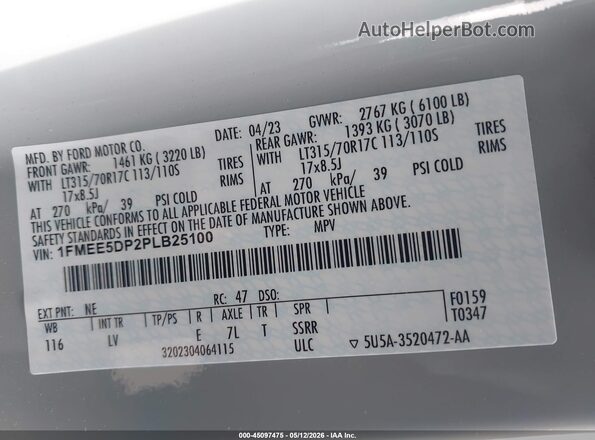 1FMEE5DP2PLB25100 2023 FORD BRONCO Gray Engine compartment view