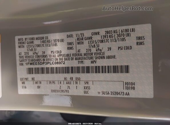 1FMEE5DP3PLC08972 2023 FORD BRONCO Gray Vista del compartimento del motor