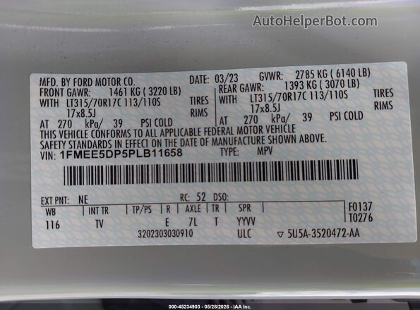 1FMEE5DP5PLB11658 2023 FORD BRONCO Gray ძრავის განყოფილების ხედი