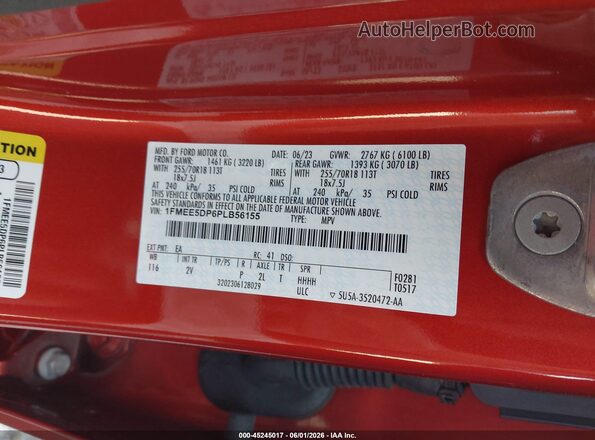 1FMEE5DP6PLB56155 2023 FORD BRONCO Red ძრავის განყოფილების ხედი