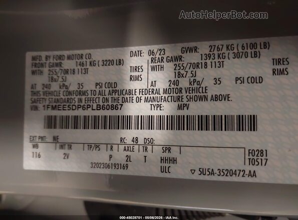 1FMEE5DP6PLB60867 2023 FORD BRONCO Gray Widok komory silnika
