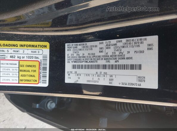 1FMEE5DP7MLA96575 2021 FORD BRONCO Black Vista del compartimento del motor