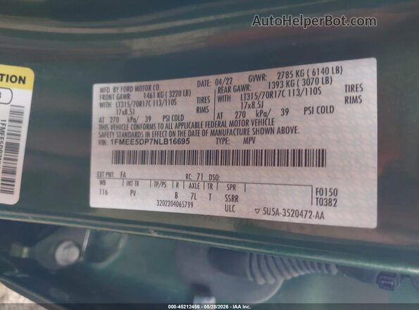 1FMEE5DP7NLB16695 2022 FORD BRONCO Green Շարժիչի բաժամունքի տեսք