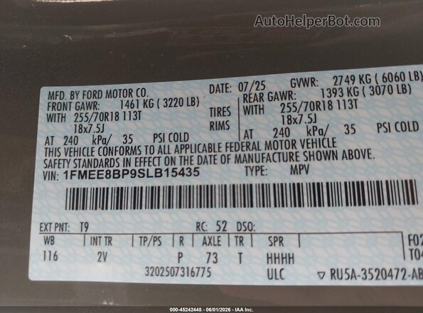 1FMEE8BP9SLB15435 2025 FORD BRONCO Gray ძრავის განყოფილების ხედი