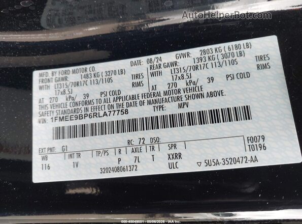 1FMEE9BP6RLA77758 2024 FORD BRONCO Black Vista del compartimento del motor