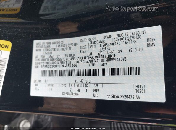 1FMEE9BP8RLA54966 2024 FORD BRONCO Black Widok komory silnika