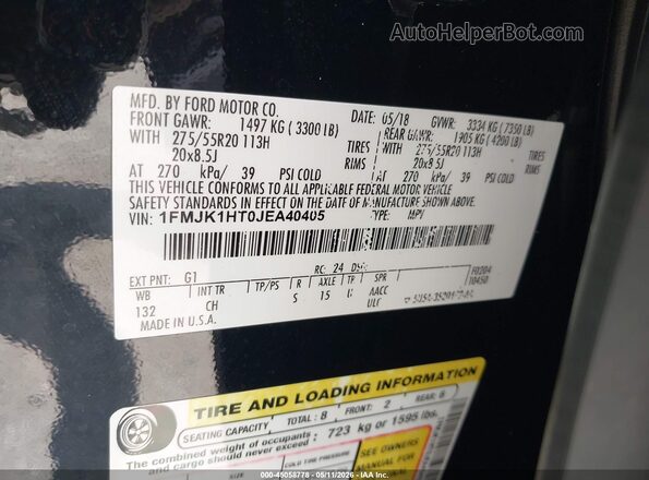 1FMJK1HT0JEA40405 2018 FORD EXPEDITION MAX Black 