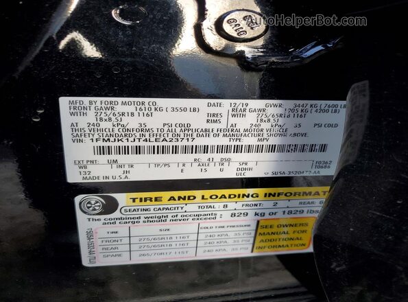 1FMJK1JT4LEA23717 2020 FORD EXPEDITION Black 