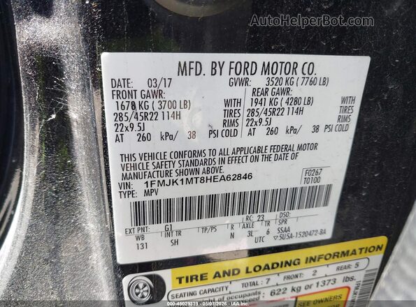 1FMJK1MT8HEA62846 2017 FORD EXPEDITION EL Black Engine compartment view
