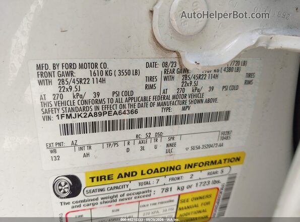 1FMJK2A89PEA64366 2023 FORD EXPEDITION Белый Вид подкапотного пространства