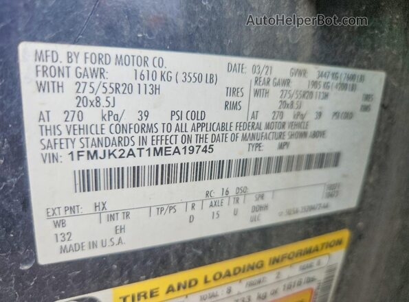 1FMJK2AT1MEA19745 2021 FORD EXPEDITION Black Vista interior de 360 grados