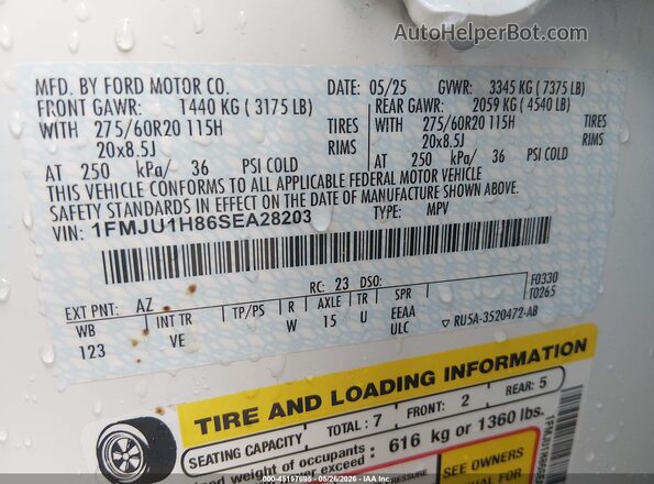 1FMJU1H86SEA28203 2025 FORD EXPEDITION Белый Вид подкапотного пространства