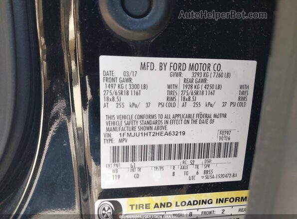1FMJU1HT2HEA63219 2017 FORD EXPEDITION Black Շարժիչի բաժամունքի տեսք