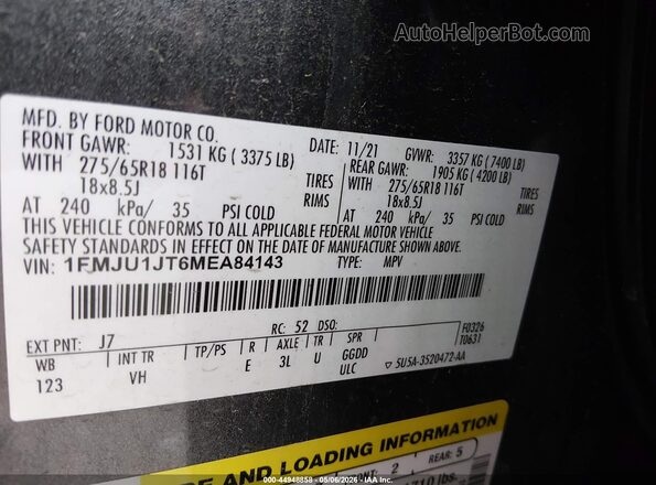 1FMJU1JT6MEA84143 2021 FORD EXPEDITION Gray Widok komory silnika