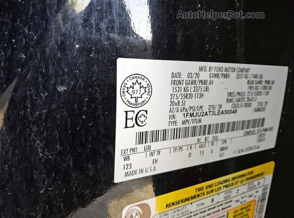 1FMJU2AT3LEA50049 2020 FORD EXPEDITION Черный 