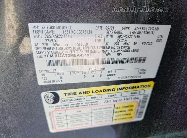 1FMJU2AT3MEA43197 2021 FORD EXPEDITION Gray 