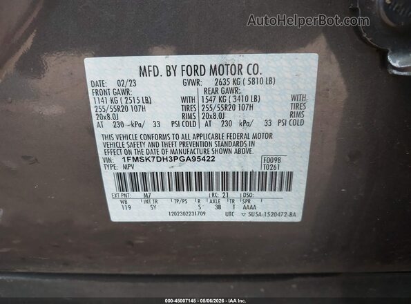 1FMSK7DH3PGA95422 2023 FORD FORD EXPLORER Gray 