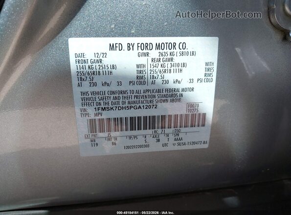1FMSK7DH5PGA12072 2023 FORD EXPLORER Silver 