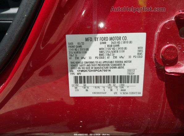 1FMSK7DH5PGA76614 2023 FORD FORD EXPLORER Red Вид підкапотного простору