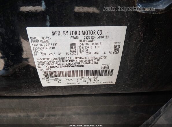 1FMSK7DH6PGA63628 2023 FORD EXPLORER Black Vista del compartimento del motor