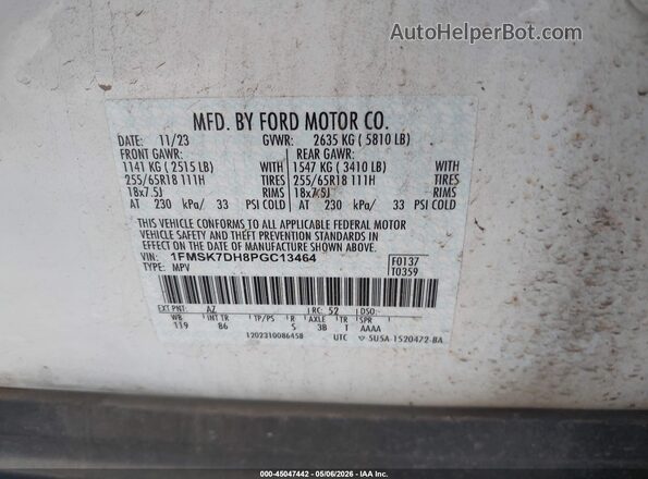 1FMSK7DH8PGC13464 2023 FORD FORD EXPLORER White Շարժիչի բաժամունքի տեսք
