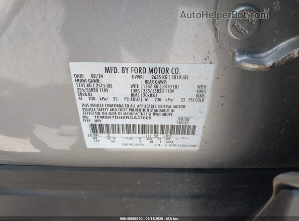 1FMSK7DHXRGA37665 2024 FORD FORD EXPLORER Silver ძრავის განყოფილების ხედი