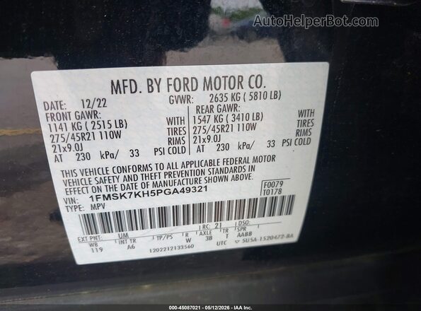 1FMSK7KH5PGA49321 2023 FORD EXPLORER Black 