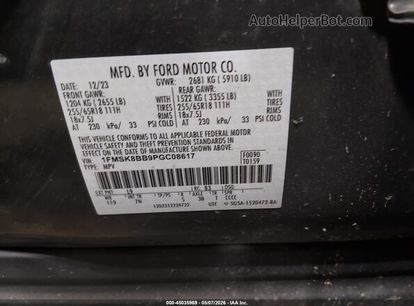 1FMSK8BB9PGC08617 2023 FORD EXPLORER Серый Вид подкапотного пространства