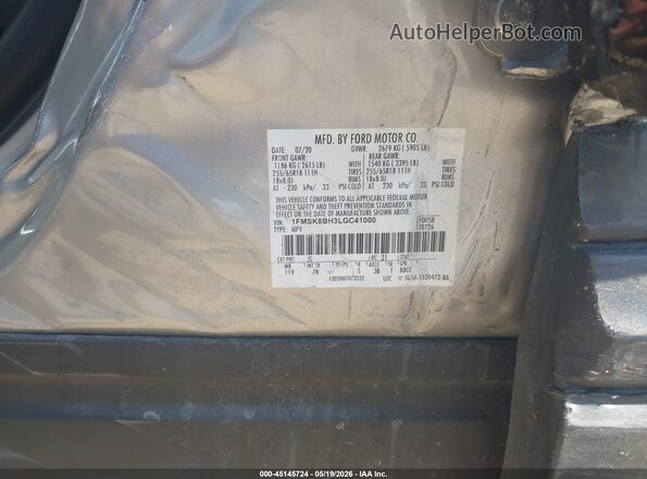 1FMSK8BH3LGC41000 2020 FORD EXPLORER Gray Вид підкапотного простору