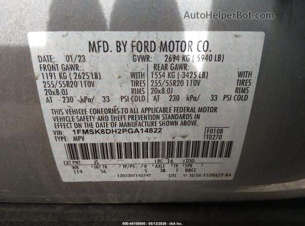 1FMSK8DH2PGA14822 2023 FORD EXPLORER Silver Engine compartment view