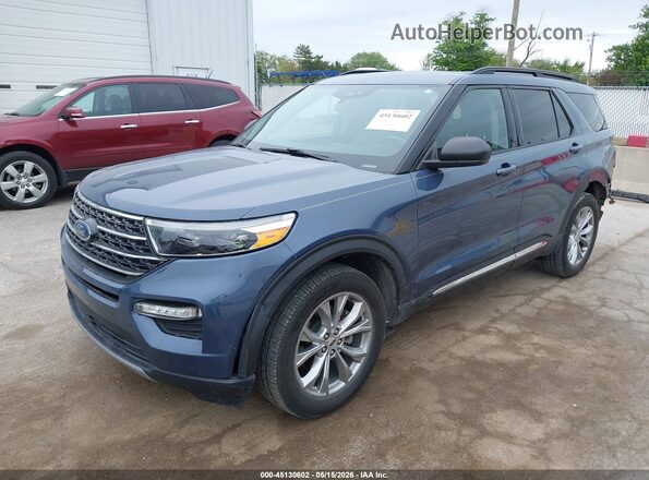 1FMSK8DH3MGA28319 2021 FORD EXPLORER Синий Передняя левая четверть