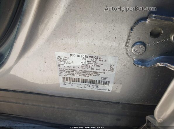 1FMSK8DH7LGD14804 2020 FORD FORD EXPLORER Silver 