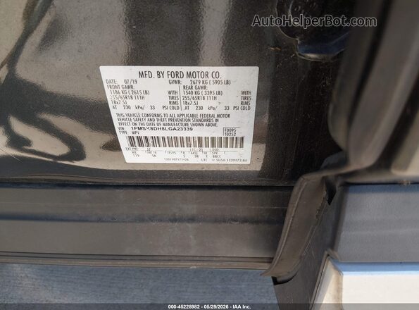 1FMSK8DH8LGA23339 2020 FORD EXPLORER Gray Вид підкапотного простору