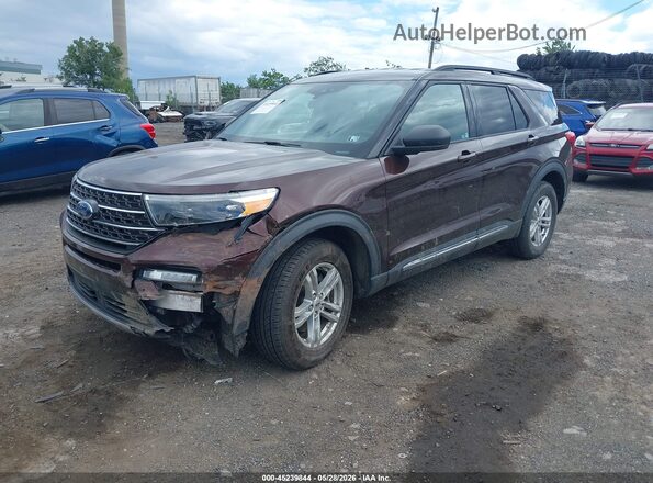 1FMSK8DH8LGA57569 2020 FORD EXPLORER Burgundy Առջևի ձախ երեք քառորդ տեսարան